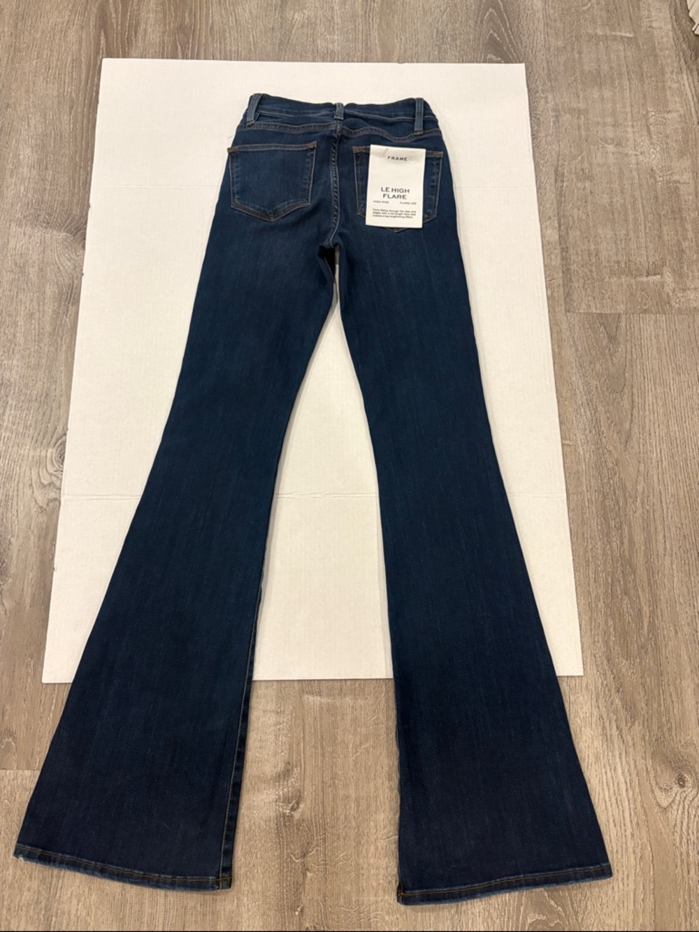 NWT Frame Denim Dark Indigo High-Rise Flare Jeans Size 24 - Picture 13 of 16
